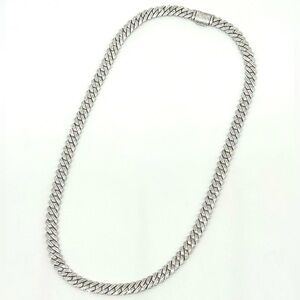 925 Silver, 11.7CTW Moissanite Arc Miami Cuban Chain